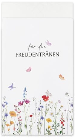 COLOFALLA 50 Stücke Freudentränen Hochzeit Papiertüten Mini Tüten Für die Freudentränen Blume Verpackung Deko für Taschentücher Gastgeschenke Hochzeitsdeko
