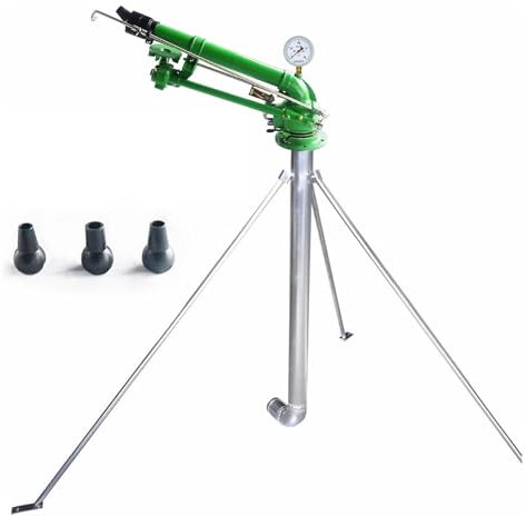 BAIYITONGDA Farm Irrigation Sprinklers with On Tripod Base, 2 Impulse irrigation sprinkler, 0°-48° Elevation Angle Adjustable, 360° Automatic Rotation, for Farmland Irrigation