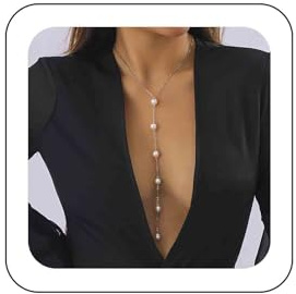 Inateannal Perle Y Lariat Halskette - Silber - Perlenkette - Hochzeit - Vintage - Boho - Frau - Unisex - Halskette