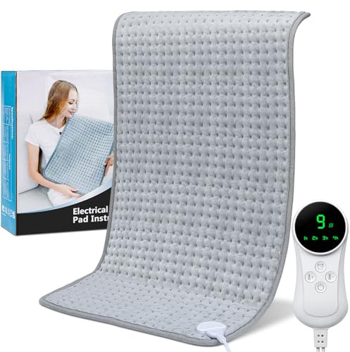 Coussin Chauffant Dos 9 Niveaux de Chaleur : Coussins Chauffants Électrique à Thérapie par la Chaleur Humide 43x84cm - Coussin Chauffant Électrique avec Arrêt Automatique (4 Intervalles de Temps)