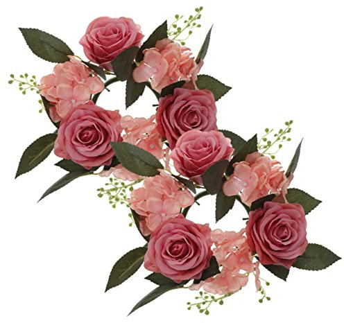 Cabilock Kerzenhalter Mit Künstlicher Rose Und Kränzen Ideal Als Hochzeitsdeko Partyzubehör Dekoration