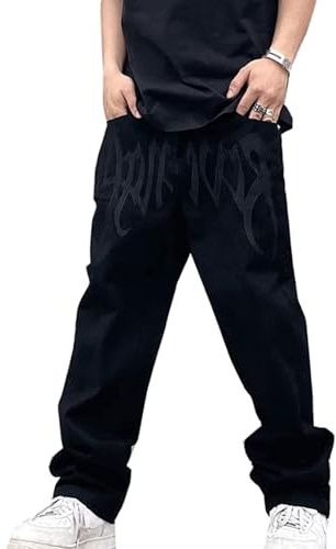 FYCYGG Trendige Baggy-Jeans für Herren, Perfekte Y2K-Stil Skateboard-Hose für Teenager Jungen in Streetwear-Mode(S)