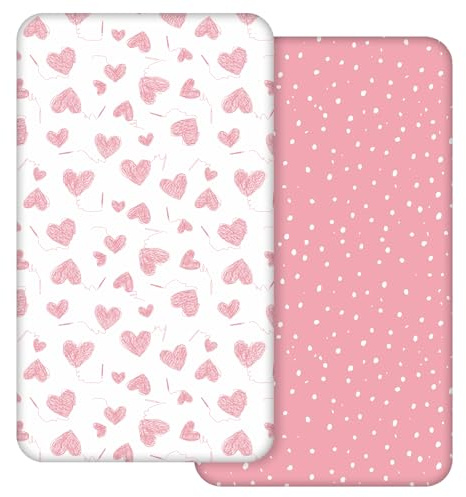 Lot de 2 draps-housses 100 % microfibre respirants, confortables et légers, certifiés Oeko-tex100, s'adaptent à toutes les formes de matelas de berceau, sablier, draps de berceau ovales (Love)