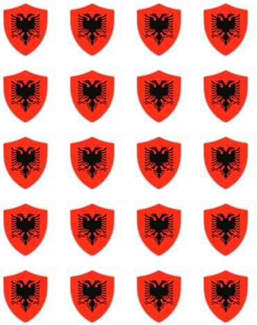 Aufkleber: 25 mm, 20 Stück - Flagge Schild - Albanien - AL - für Auto, Laptop, Koffer und mehr