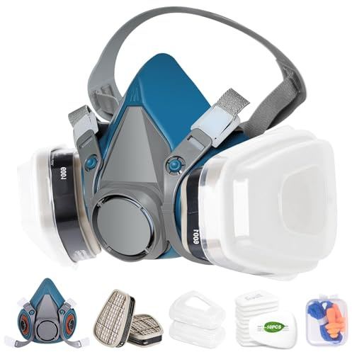 vvuvnem Respirator Mask with Filters, Reusable Respirator Mask for Chemical, Painting, Epoxy Resin, Woodworking