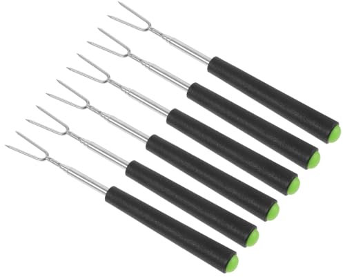 Hemobllo 6 spiedini per barbecue, forchetta, spiedini, forchette, forchette da carne, bastoncini da cucina per esterni