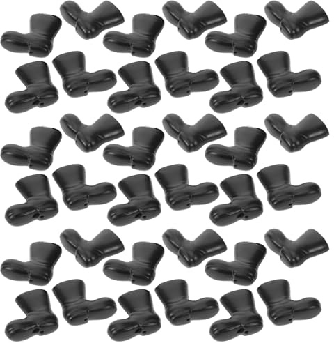 Kisangel 100Pcs Santa Claus Boots Black Christmas Miniature Shoes for DIY Crafts Dollhouse Decor Holiday Centerpieces Ornament for Festive Scenes