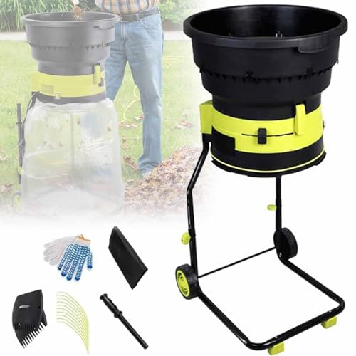 SSQUZA Trituratore Elettrico per Foglie,Biotrituratore da Giardino Senza Lame 15 Amp 2500W per Rapporto Riduzione 17:1,Pacciamatura Fino a 55 Galloni al Minuto,per Pulizia Cortile,50m*Powercord