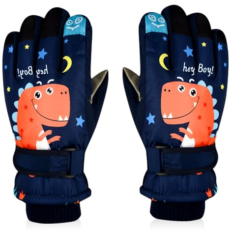 Guanti da Sci per Bambini, Guanti da Neve Bambino Invernali Impermeabili Guantis, Guantis Invernali Spessi e Caldi, Guantiss Termici da Snowboard per Ragazze e Ragazzi Bambini dai 7 ai 14 Anni