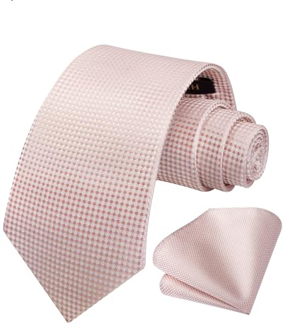 HISDERN Krawatten für Herren Einfarbige Formal Krawatte mit Einstecktuch Set Klassisch Hochzeit Elegant Business Party