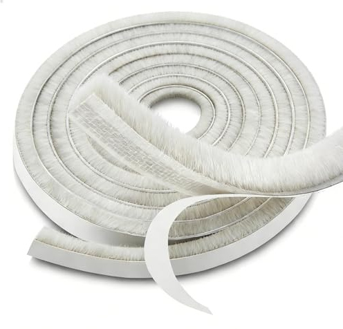 Ezitruz 9 M Burletes Para Ventanas Correderas Blanco Junta de Cepillo Autoadhesiva 9 mm(W) x9 mm(D) Burlete Cepillo Anti Frío para Ventanas Puertas Armarios y Puertas Correderas