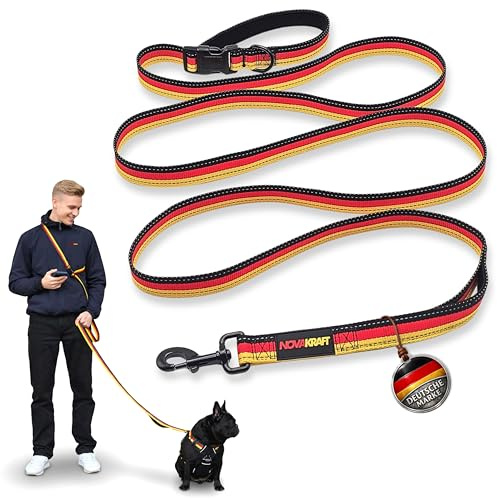 NOVAKRAFT Hundeleine verstellbar 1,7–2,8 m – Freihand-Umhängeleine, Joggingleine für mittelgroße & große Hunde, mit Neopren-Handschlaufen, reflektierend.