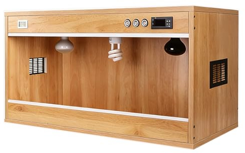 Terrario for rettili in legno massello, acrilico ad alta definizione, vasca for rettili con porta scorrevole, controllo della temperatura, ventilazione for lucertola, geco, serpente(Na,33.81gal)