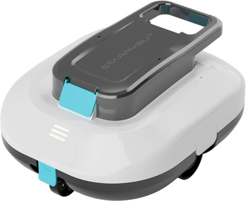 STARRYBOT Poolroboter Akku 15 kPa, bis 84 m², Weiß | Reinigt Poolböden kabellos und automatisch; zwei Motoren, Selbstparken und LED-Status für bequeme Nutzung.