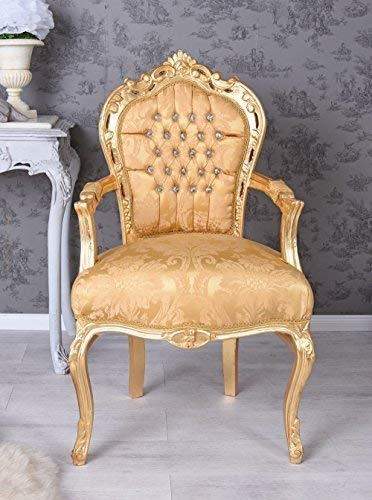 Königlicher Thon Sessel Gold Strasssteine Armlehnstuhl cat535a06 Palazzo Exklusiv