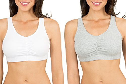 Fruit of the Loom Sportbehå, 2-pack, med rynkad framsida och avtagbara vadderingar för anpassningsbart stöd, 75