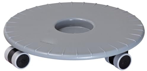 WAGNER Pflanzenroller Flat Ø 30 x 6 cm I Pflanzenroller für den Außenbereich + Innenbereich I Flacher Kübelroller aus ABS Kunststoff, Silbergrau, wasserabweisend I Tragkraft 80 kg - 20044101