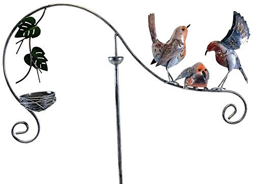 SK Style Metal Garden Wind Spinner, Balance Stake - Robin Bird Nest