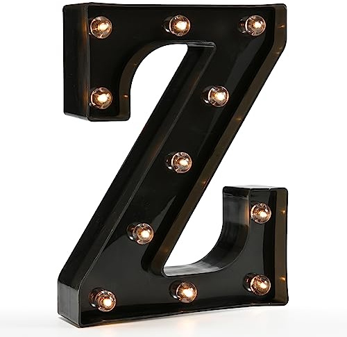 Light Up Black Alphabet Marquee Letters LED Lights Sign for Night Light Home Bar Christmas Lamp Birthday Party Wedding Decoration Z