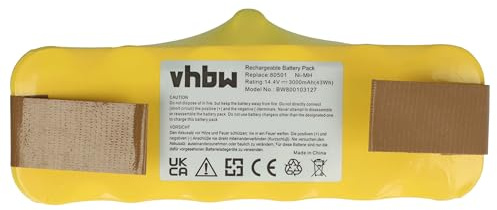 vhbw Batería Compatible con iRobot Roomba 611, 612, 614, 618, 681, 695 Robot Aspirador, Robot doméstico (3000mAh, 14,4 V, NiMH)