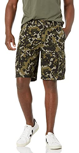 Amazon Essentials Short Cargo Coupe Classique 25cm (Disponible en Grandes Tailles) Homme, Vert Olive Camouflage, 40W