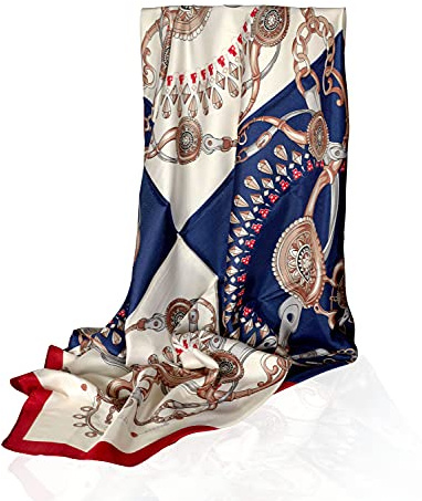Gloris Sidenscarf, elegant, fyrkantig, halsduk, satinduk, bandana, huvudduk, present, modeaccessoar, 90 x 90 cm, 90X90 cm