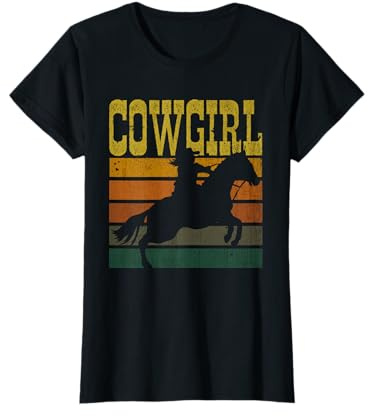 Vintage Cowgirl Retro Cowboy Landpferd Reiten Wild West T-Shirt
