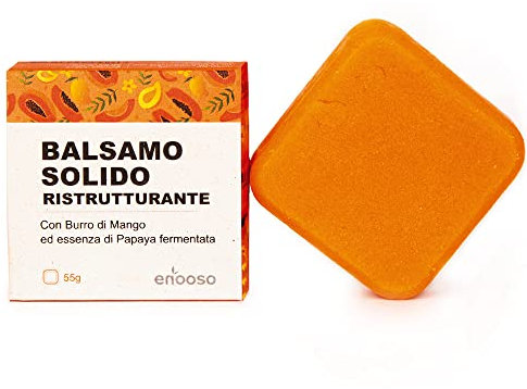 Enooso - Acondicionador Sólido Natural pelo Dañado | Reparador y Nutritivo Con Mantequilla de Mango y Papaya Fermentada | Mascarilla capilar sin sulfatos ni siliconas - Vegano y Artesanal