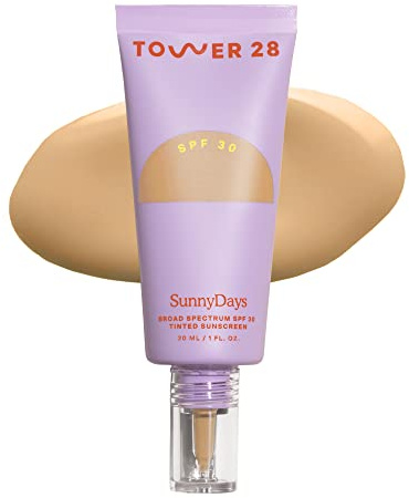 Tower 28 SunnyDays SPF 30 Tinted Moisturizer - 2-in-1 Buildable Coverage Foundation + Mineral Sunscreen for Face - Zinc Oxide, Aloe & Prickly Pear for Sensitive Skin - 20 Light/Golden Neutral (1 oz)