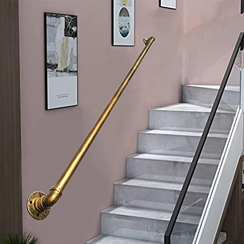 DMCHENGMA Wall Mounted Grab Handrails Antique Brass Stairs Rails Handrails, Staircase Handrail Banister Stairs Rail Support Kit | 1m 1.5m 2m 2.5m 3m Stairway Railing (Size : 9ft/270cm)