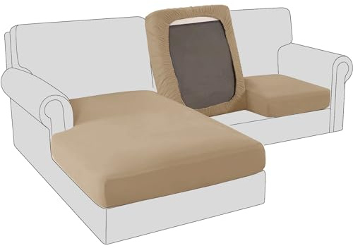BXFUL Sofa Sitzkissenbezug, Samt Stretch Bezug für Sofa Sitzkissen, Elastische Couchüberzüge, Sofasitzbezug Schonbezug Ersatz für einzelne Kissen (Großer 1-Sitzer,Sand)