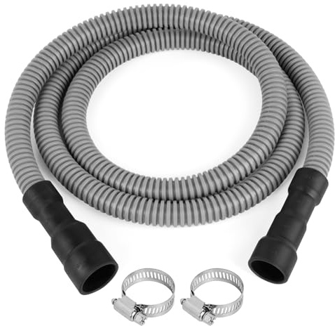 JUWO Tuyau de vidange de lave-vaisselle de 1,8 m, convient aux extrémités du lave-vaisselle de 3,8 cm, 2,5 cm et 3,8 cm, tuyau de décharge ondulé et flexible avec colliers de serrage