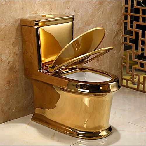 WC in Un Unico Pezzo WC Dorato Muto Bagno Dell'Hotel Pompaggio personalità Domestica WC in Ceramica Creativa Oro-700X390X750Mm (Oro 700X390X750Mm)