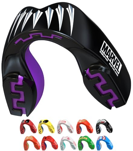 Marvel Black Panther Paradenti Sportivo Adulti e Bambini Contatto Completo per Tutti Gli Sport, tra Cui Rugby, MMA, Hockey, Judo Arti Marziali e Boxe