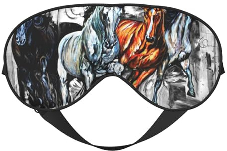 Vier laufende Pferde Schlafmaske, Augenmasken für Schlaf Doppelseitige Schlafmasken für Frauen Männer, Verdunkelung Augenabdeckungen zum Schlafen, Reisen