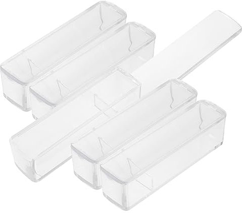 Beatifufu Stempel Aufbewahrungsbox 5 Stück Weiß Transparent Kunststoff Büro Finanzstempel Organizer Langzeitgebrauch Tragbar