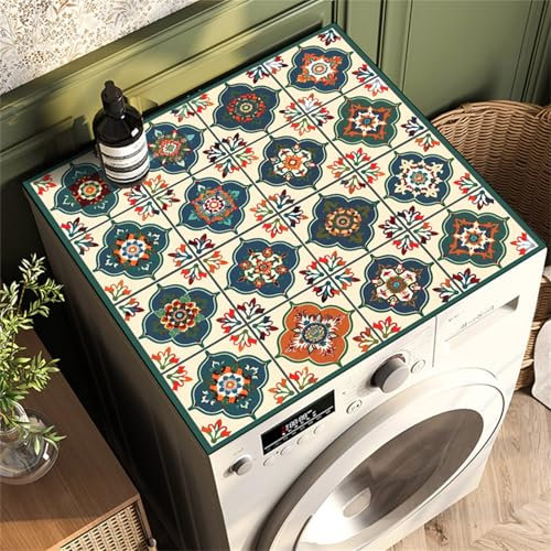 Highdi Style Ethnique Coloré Housse de Protection pour Machine à Laver Top,Coussin de Machine à Laver Antidérapant Housse de Machine à Laver pour Machine à Laver Ou Sèche-Linge (Rétro,30x40cm)