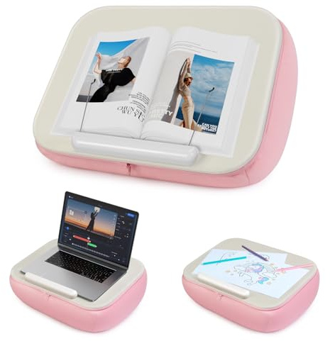 elitehood Pouf pour ordinateur portable, support de coussin doux pour livres, ordinateur portable, tablette, support de livre pour lire au lit, bureau pour oreiller, idéal pour travailler, écrire et