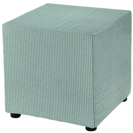 QUARKZMAN Schonbezug Hockerbezug, 33 * 33 * 38cm Hohe Elastizität Hocker Bezugfür Fußhocker, Stretch Bezug Waschbar Abdeckung Überzug Hocker Protector - Hellgrün