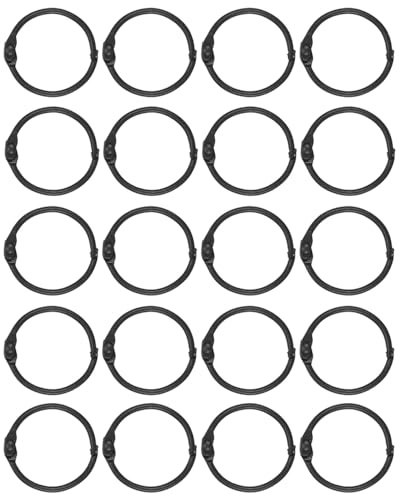MYGLOAR 20 Stück Binderringe, Binderringe, 30 mm Karteikartenringe, Metall-Binderringe, Buchringe, Loseblatt-Verbinder, für Fotoalben, Sammelalben, Bastelpapierkarten (schwarz)