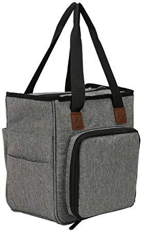 CRSUSUKJ Nähzubehör Tasche, Nähset Aufbewahrungstasche Organizer, nähzubehör aufbewahrung, Nähzubehör Organizer Tasche mit Groß Raum und Viel Fächer, Nähaufbewahrung Tasche für Häkelnadel(grau)