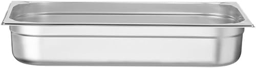HENDI Bac Gastronorme, GN 1/1, résistance thermique -40 °C à 300 °C, utilisable dans des fours à convection, des réfrigérateurs, des bain-maries, des chafing dishes, 14L, 530x325x(H) 100mm, inox