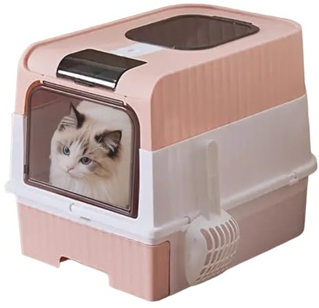 Cajas De para Gatos,Arenero Alto con Control De Olores - con Paleta, Control De Olores, Cubierta Plegable Ligera Y De Filtrado En Esquina
