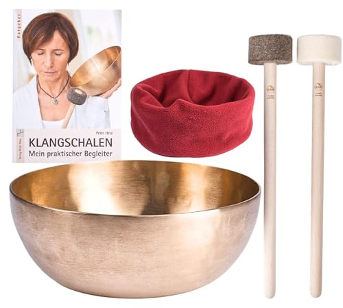 Peter Hess Klangschalen Set - Therapieklansgchalen Einsteiger Set bestehend aus Premium Universalschale, weicher und harter Filzschlägel, Klangschalenratgeber und Schutzhülle