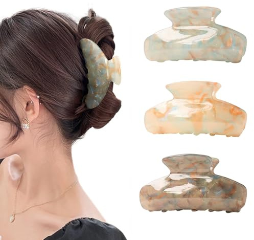 Mollettone Capelli Donna Grandi,ESYFOR 3 Pezzi Pinza Capelli Plastica Antiscivolo Resistente Fermacapelli Pinze per Capelli per Donne e Ragazze Creare Acconciature
