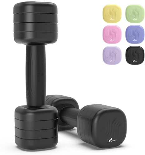 Sportneer Justerbara hantlar, set för kvinnor (1–2,5 kg vardera) – 4-i-1 vikter hantelset med halkfritt TPU-grepp, vikter för kvinnor, hemgym, fitness, styrketräning