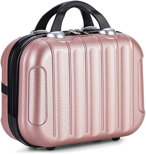 Vanity Case 32 x 14 x 23 cm, trousse de beauté avec bande élastique et fermeture éclair, mini valise de voyage portable étanche, rose gold, Simple et facile