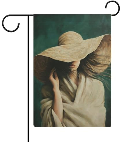 Ästhetische Gartenflagge für Damen, Strohhut, saisonaler Urlaub, Jute, doppelseitig, 30,5 x 45,7 cm