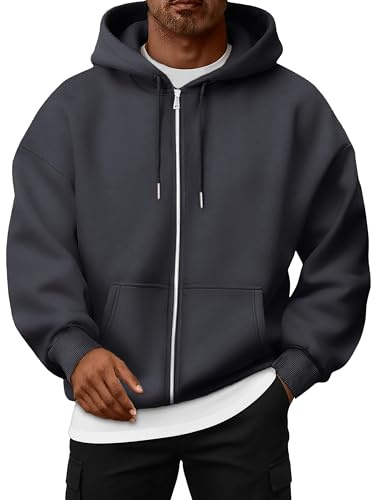 Oyamiki Hoodies for Men UK Long Sleeve Zip Up Hoodie Hooded Sweatshirts Casual Fleece Jacket Full Zipper Hoody with Pockets