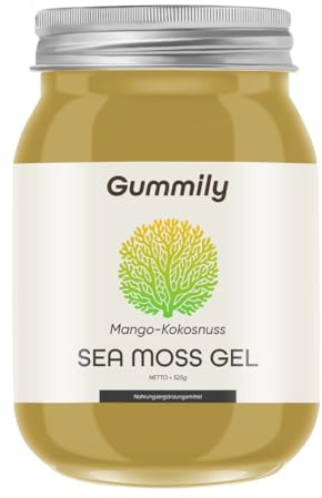 Gummily® Gel di muschio marino biologico al mango e cocco (525 g), muschio irlandese originale dalla collezione selvatica (St. Lucia), delizioso superfood di muschio marino, alternativa alle capsule